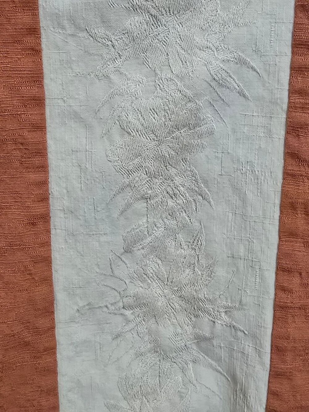 Caribbean Mens XL Burnt Orange Hawaiian Shirt Silk Blend Vertical Panels READ - Picture 5 of 8